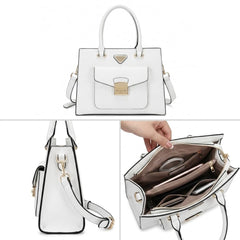 Rosvovo White Crossbody Purse for Women - Elegant Small White Handbag | Gold Hardware, Vegan Leather