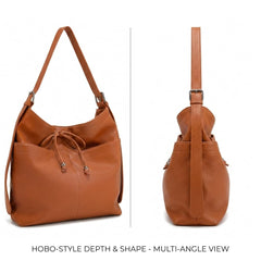 Rosvovo Soft Leather Hobo Shoulder Crossbody Handbag | Genuine Leather Slouchy Bucket Bag, Women