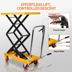 My Depot 400 Lbs Hydraulic Lift Table Cart,Hydraulic Lift Table Cart | 50 in Max Height Scissor Lift, 4 Wheels, Non-Slip Platform, Material Handling Equipment