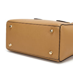 Rosvovo Large Tote Bag for Women, Stylish Leather-like Shoulder Purse with Zipper Closure and Bottom Studs, Tan