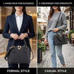 Rosvovo Women's Small Satchel Bag - Classic Leather Handbag with Detachable Shoulder Strap & Metal Clasp