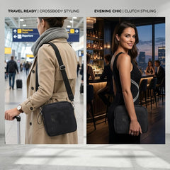 Rosvovo Crossbody Bags for Women, Stylish Vegan Leather Small Purse with Adjustable Strap & Front Pocket, Black Handbag