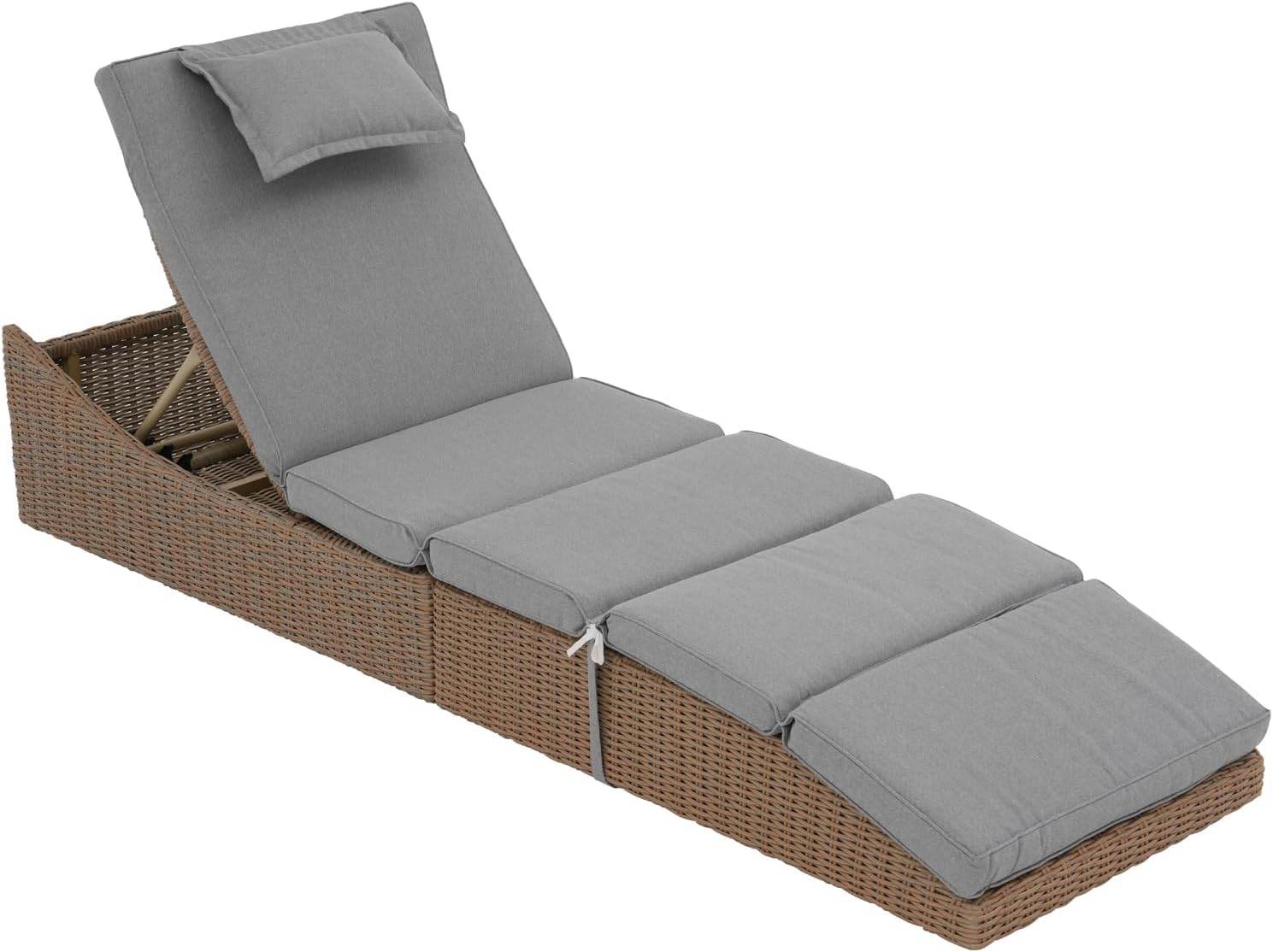 My Depot Outdoor Lounge Chair PE Wicker Rattan Backrest Pool Lounge Chair
Light Gray
SPMD-0LO2NT