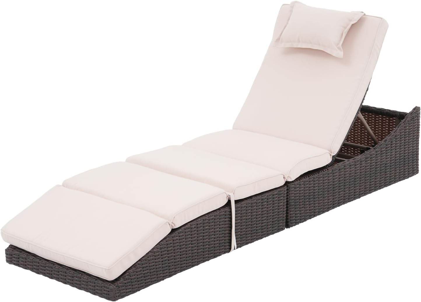 My Depot Outdoor Lounge Chair PE Wicker Rattan Backrest Pool Lounge Chair
Beige
SPMD-0L02BE