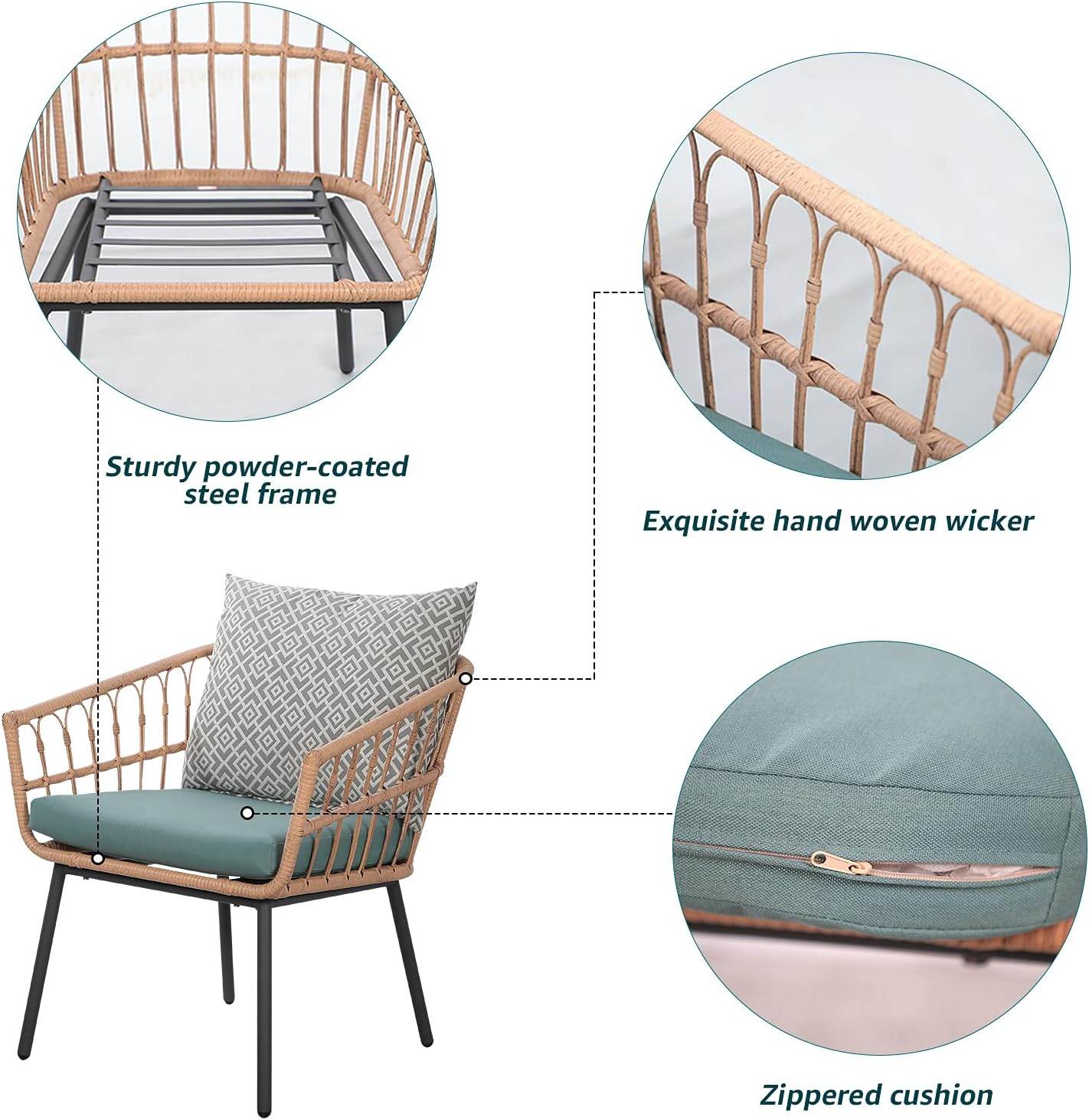 My Depot Outdoor Rattan Chair 3 Piece Set 3 Piece Set
Sturdy powder-coatedsteel frame
Exquisite hand woven wicker
Zippered cushion