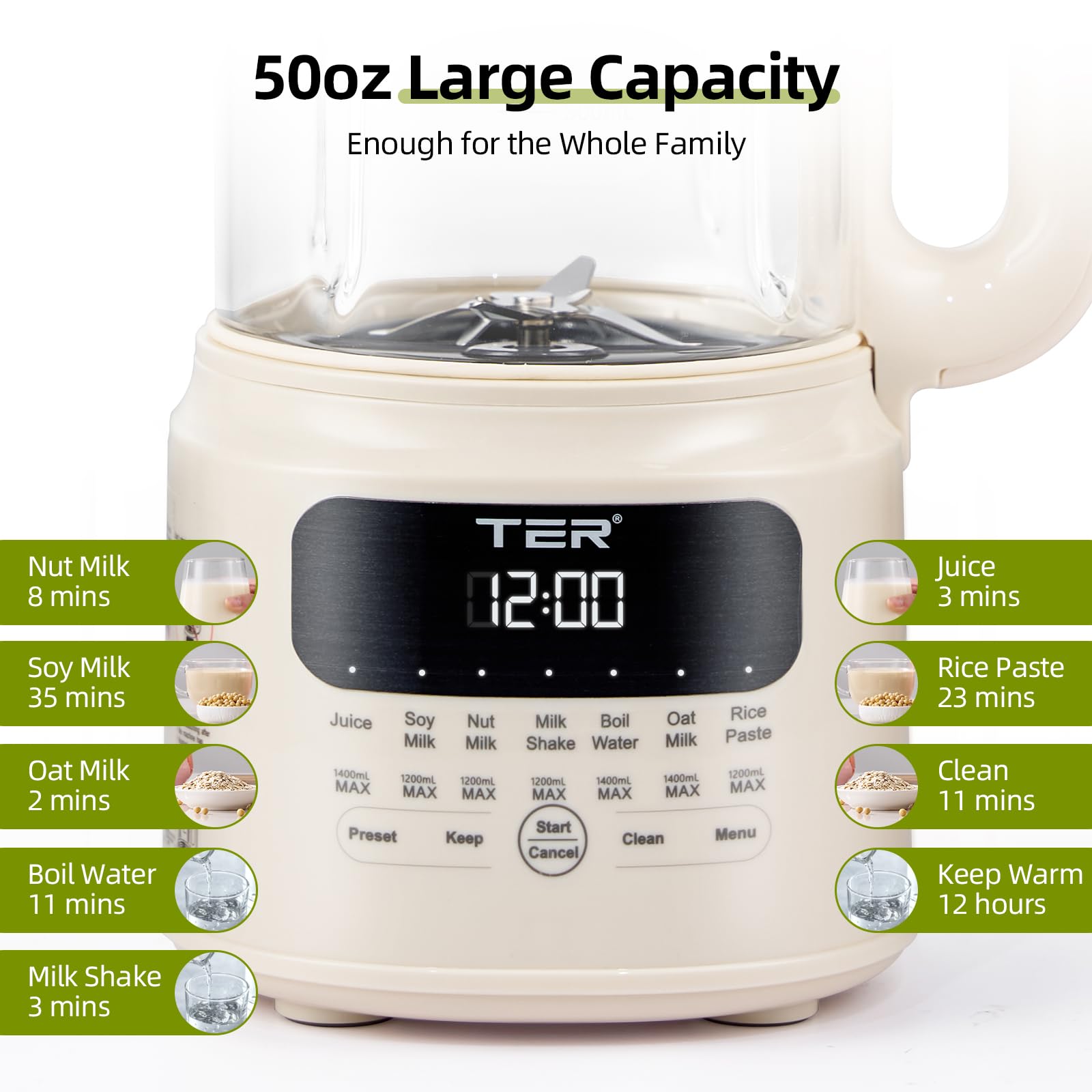 MyDepot 10 in 1 Nut Milk Maker
50oz Large Capacity