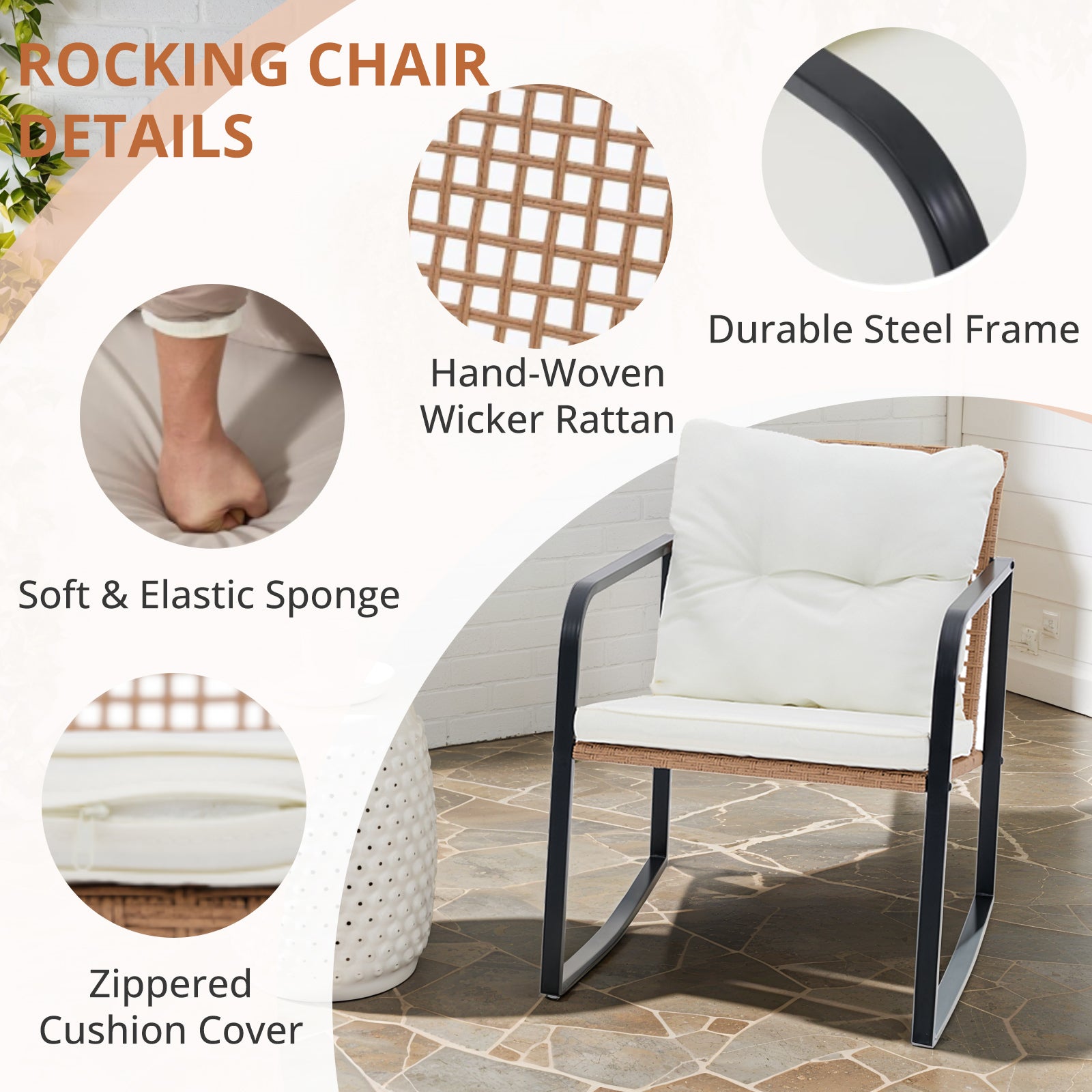 MyDepot 3 Pieces Rocking Bistro Set
ROCKING CHAIR
DETAILS