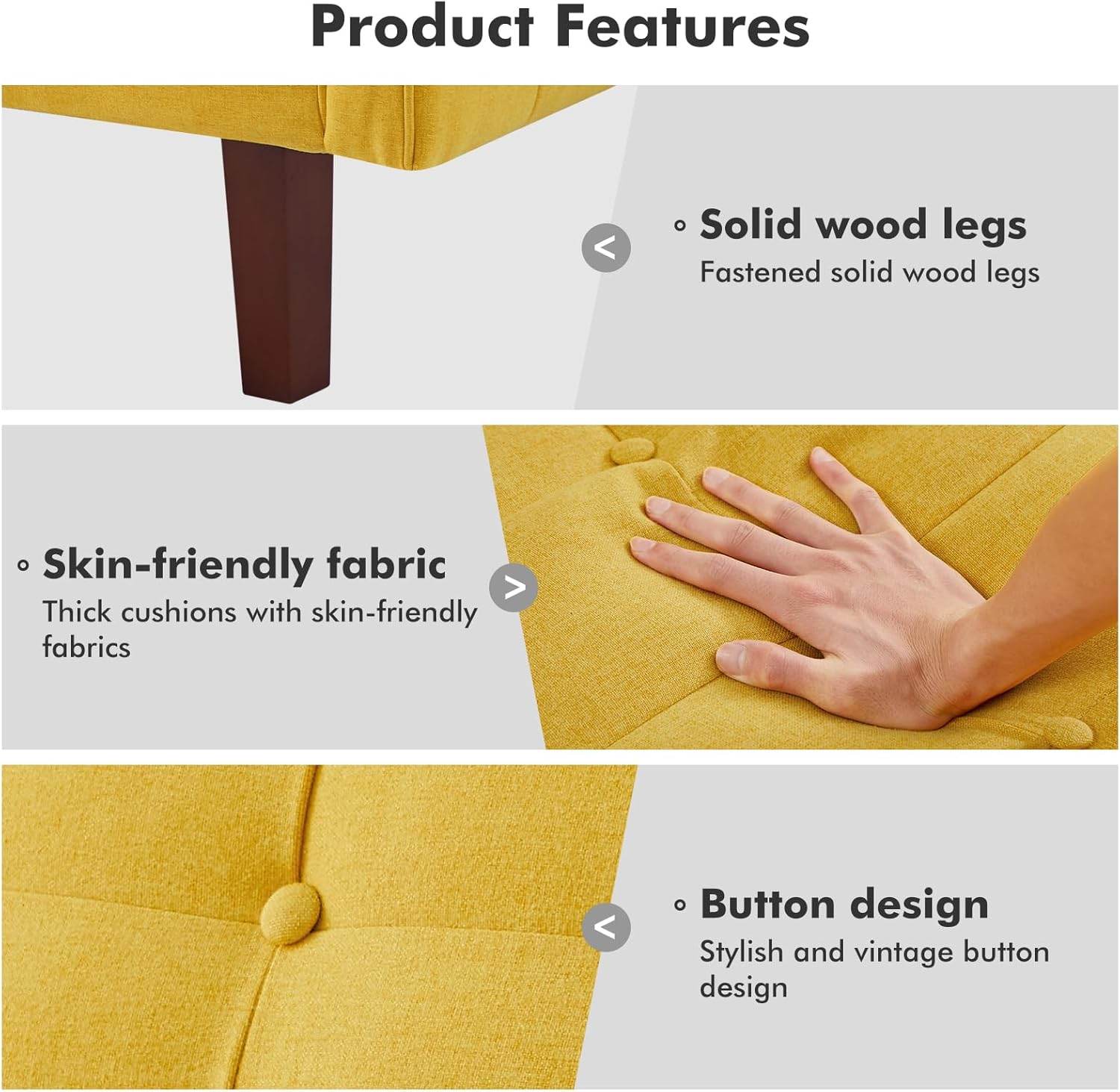 MyDepot Sofa Bed
Product Features
Solid wood legs
Skin-friendly fabric
Button design