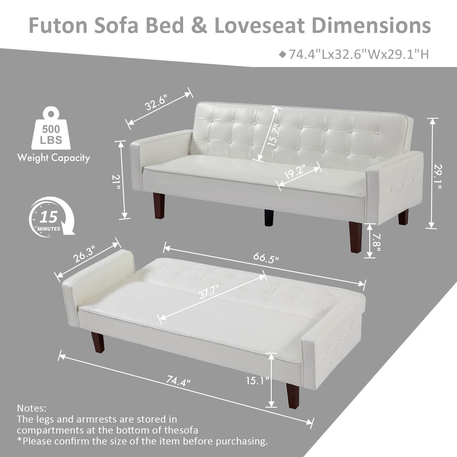 MyDepot Sofa Bed
Futon Sofa Bed & Loveseat Dimensions