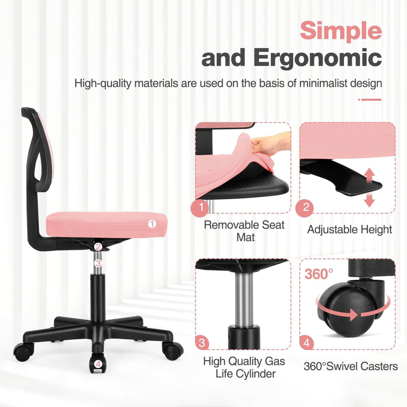 MyDepot Armless Mesh Office Chair
Simpleand Ergonomic