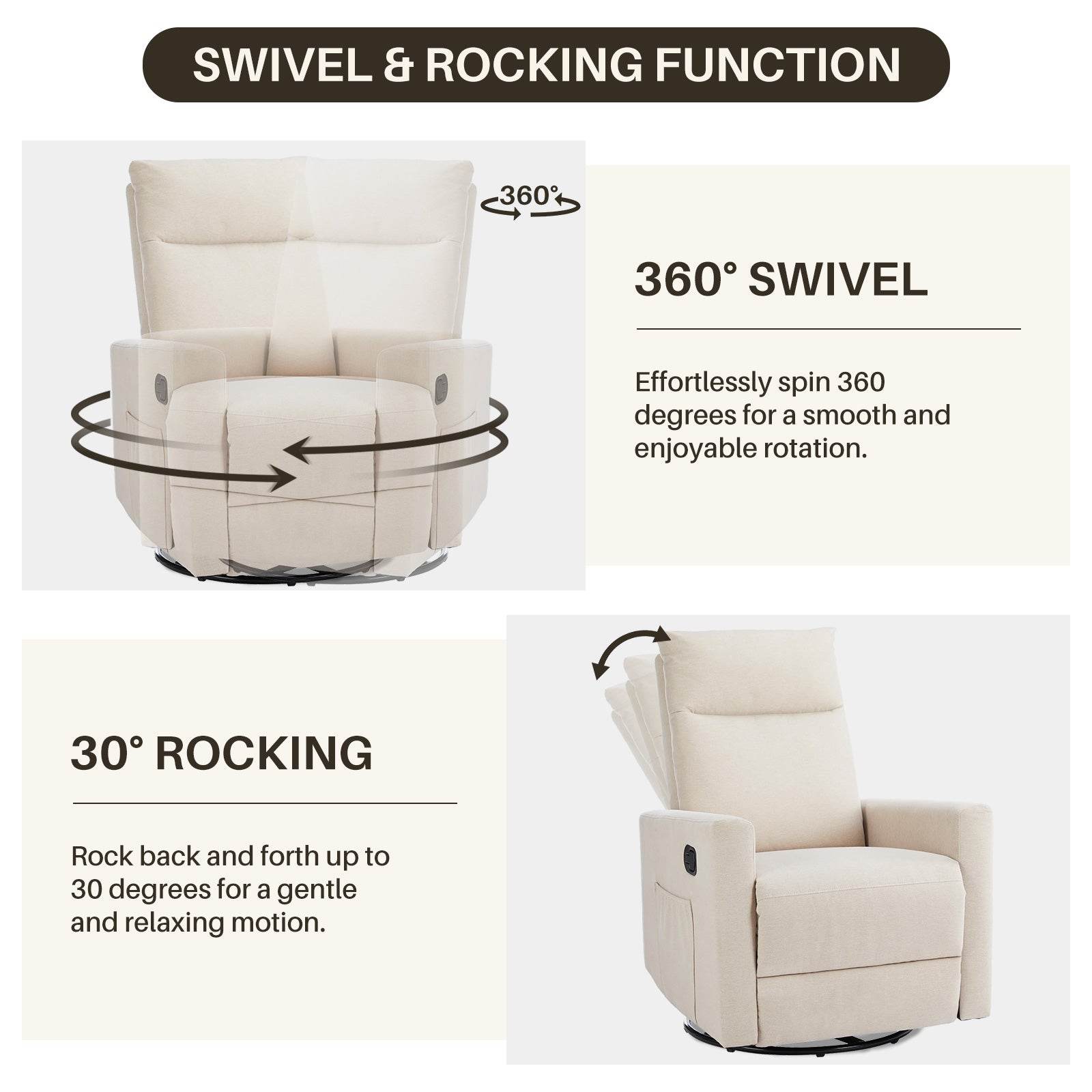 MyDepot Cervical Pillow
SWIVEL 8 ROCKING FUNCTION
360°SWIVEL
30° ROCKING