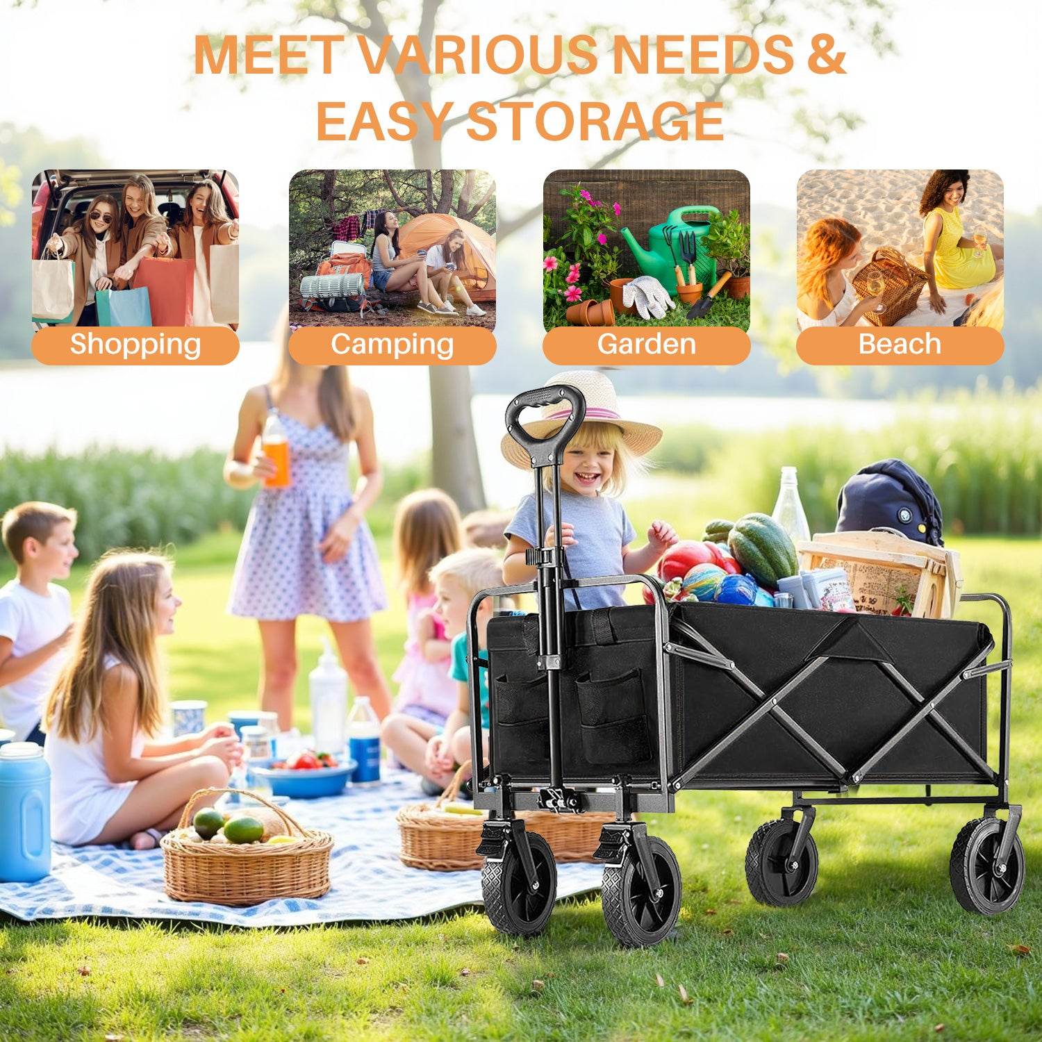 MyDepot Collapsible Foldable Wagon Cart
MEET VARIOUS NEEDS &EASY STORAGE
