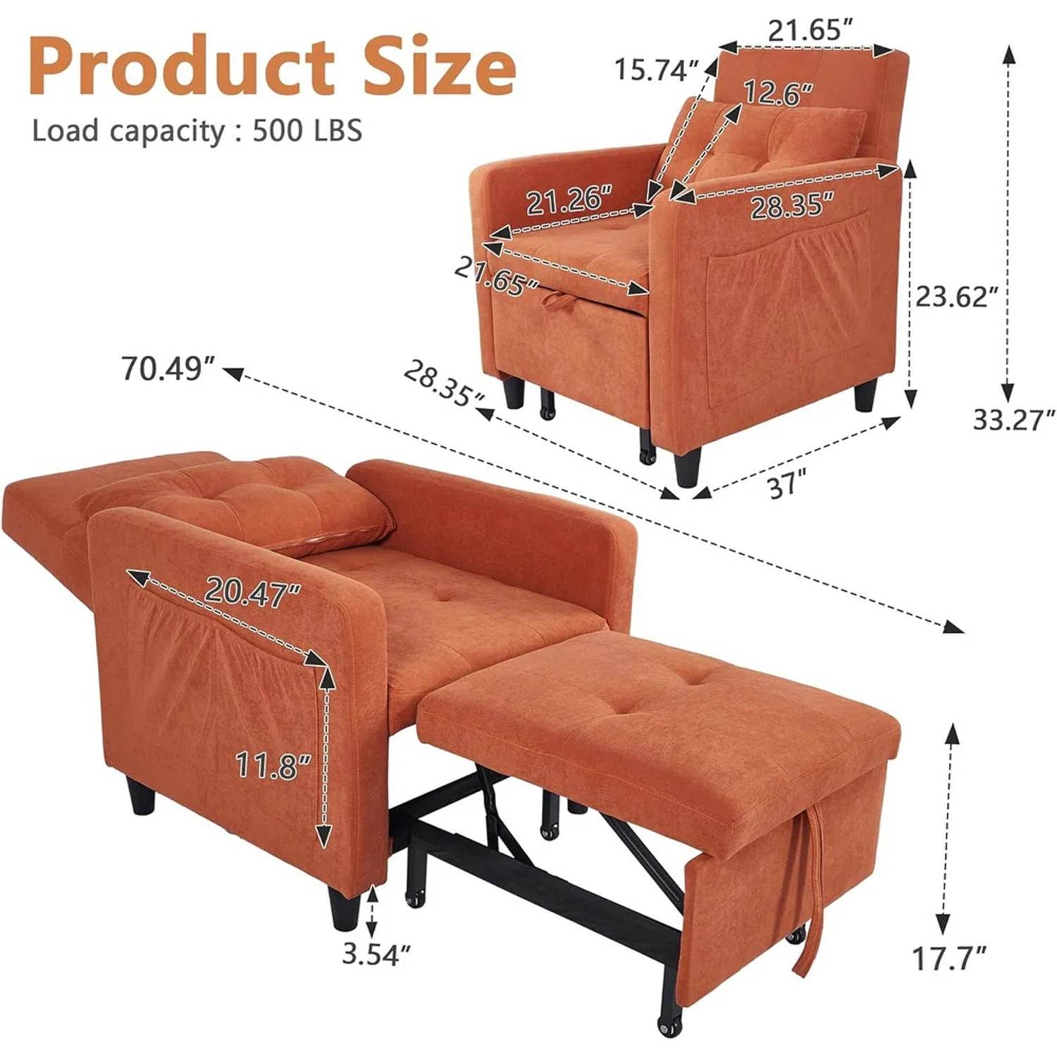 MyDepot Convertible Chair Bed
Product Size