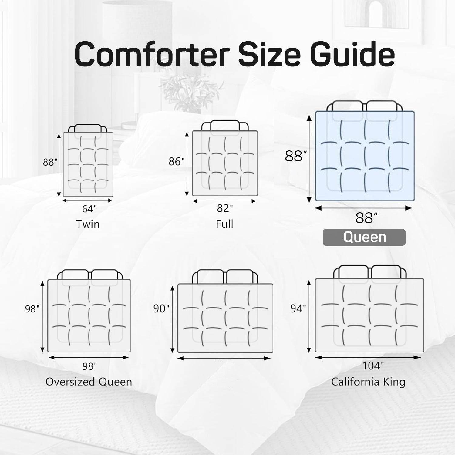 MyDepot Duvet Soft
Comforter Size Guide