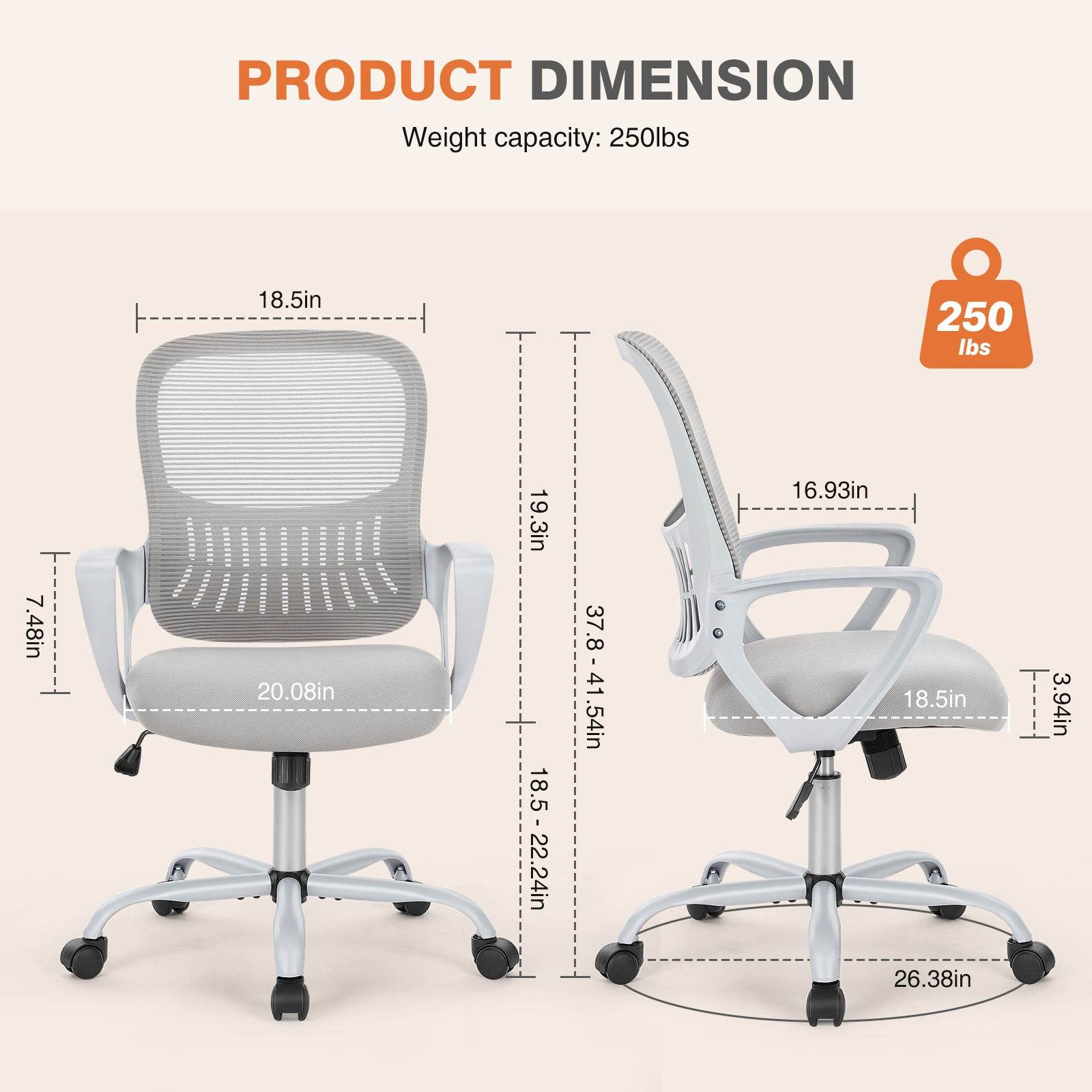 MyDepot Ergonomic Office Mesh Chair
PRODUCT DIMENSION