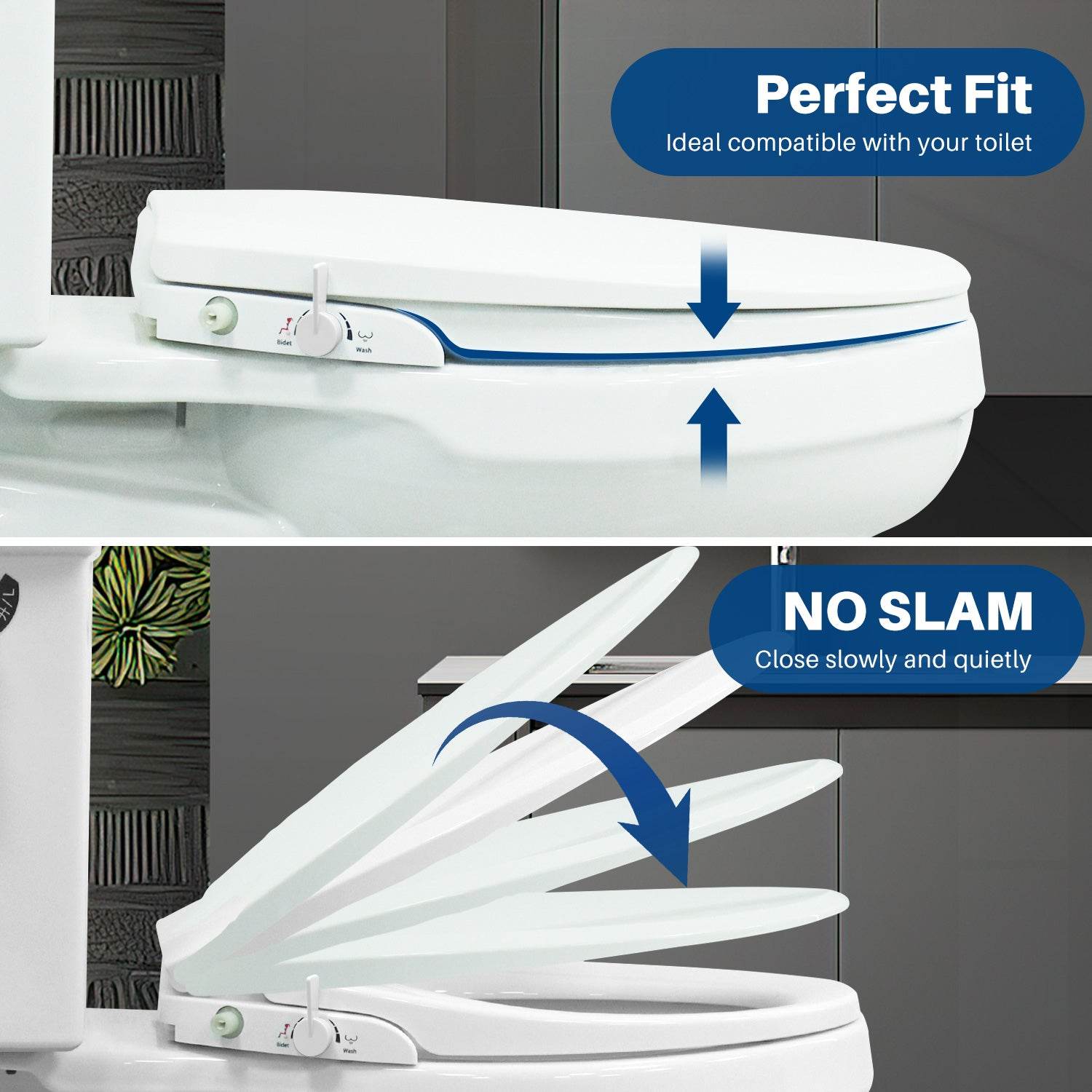 MyDepot Non-Electric Bidet Toilet Seat 
Perfect Fit
NO SLAM