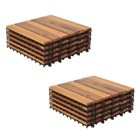 My Depot Outdoor Decking 12 in. W x 12 in. L Square Patio Natural Color Wood Interlocking Flooring Deck Tiles Straight Pattern - My Depot