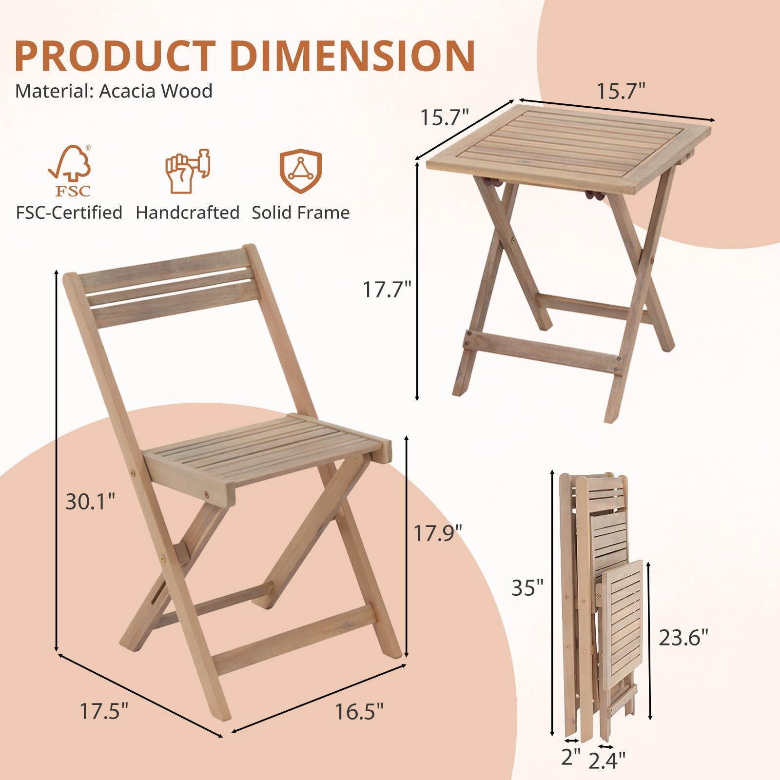 MyDepot Patio Furniture Set 3 Piece
PRODUCT DIMENSION