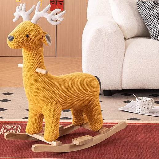 MyDepot Rocking Chair Elk Animal with Wooden Base, Metal Frame and Polyester Filling for Baby - My Depot