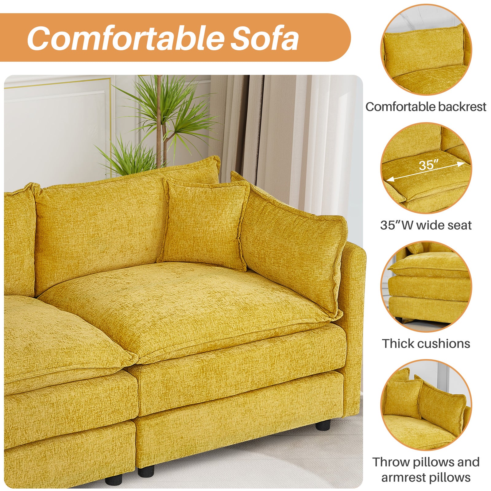 My Depot Sectional Sofa Cloud Couch Comfortable Sofa