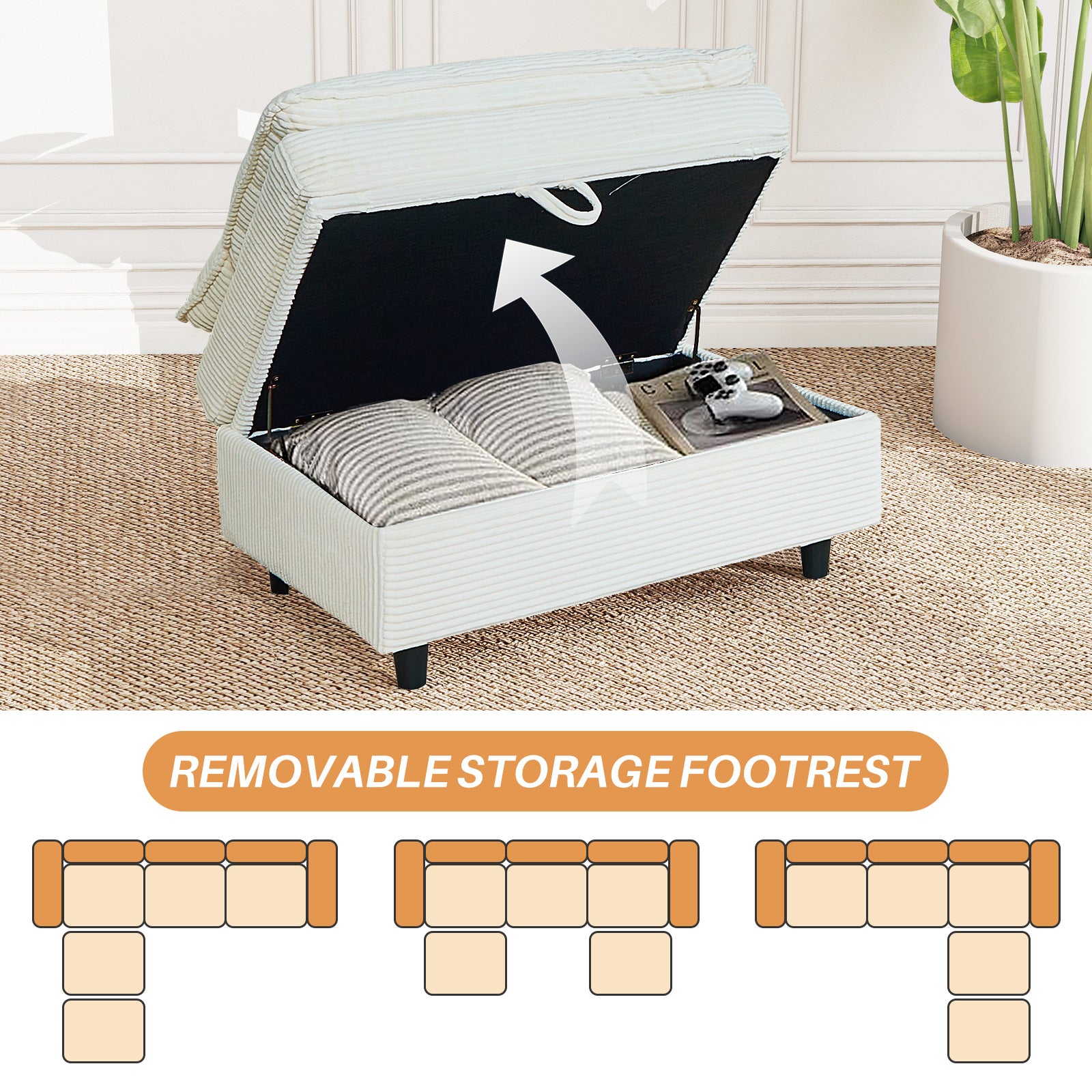 MyDepot Sofa Comfortable Cloud Sectional Couch
REMOVABLE STORAGE FOOTREST