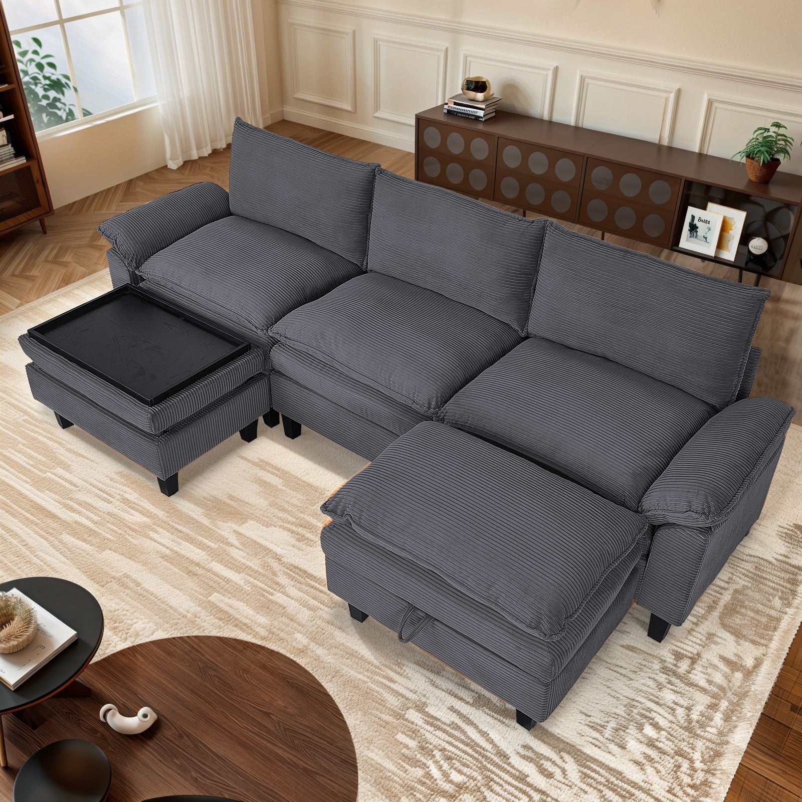 MyDepot Sectional Sofa Corduroy Cloud Couch
Gray
SPMD-2181GY-3-1-1