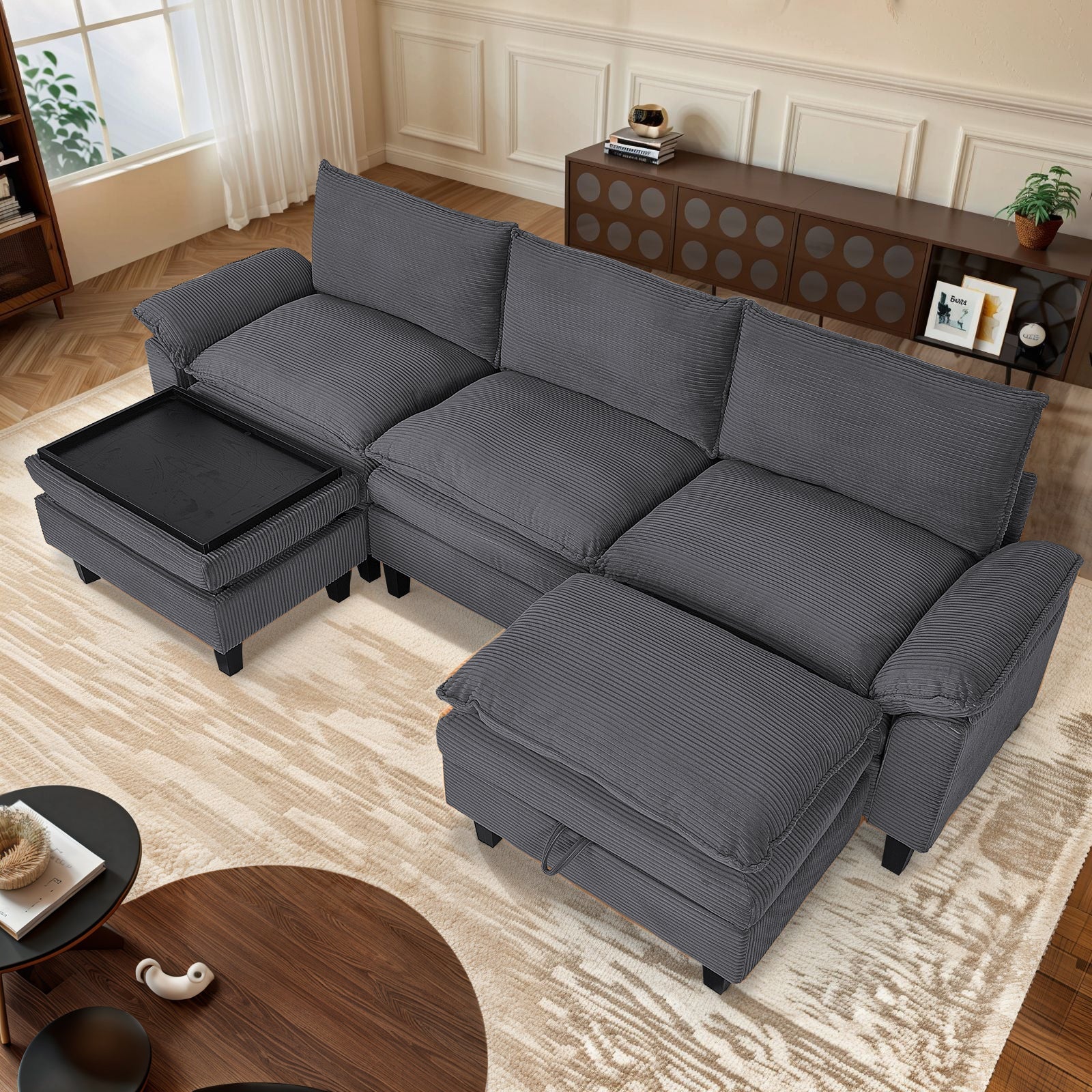 MyDepot Sectional Sofa Corduroy Cloud Couch
Gray
SPMD-2181GY-3-1-1