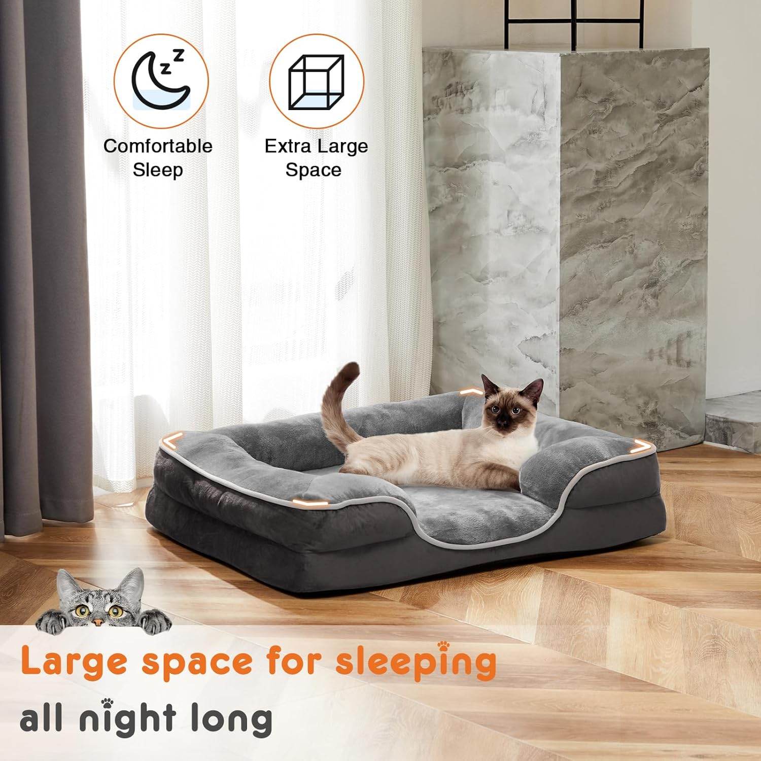 MyDepot Square Pet Bed 
Large space for sleepingall night long