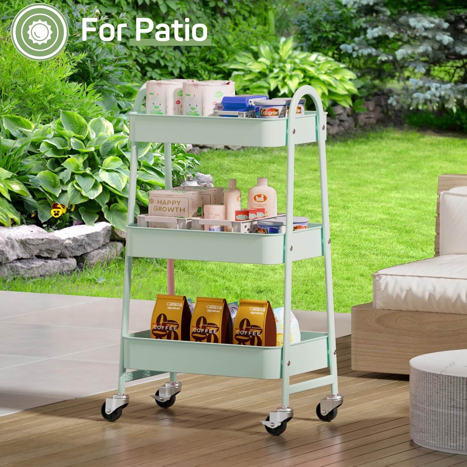 MyDepot Utility Cart 3-Tier Kitchen Storage Rack
For Patio