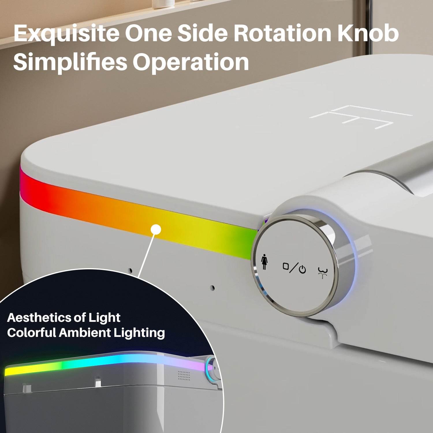 MyDepot One Piece Smart Bidet Toilet - Exquisite One Side Rotation KnobSimplifes operation