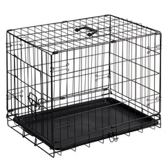 MyDepot Single Door Dog Crate, Metal Pet Kennel with Secure Lock, Foldable Design, Removable Tray for Easy Cleaning, Portable Puppy Cage for Small Dogs, Ideal for Training & Travel