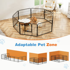 MyDepot Dog Playpen 8 Panels 24/32/40 inch Dog Pen Indoor Heavy Duty Puppy Exercise Pen Metal Pet Fence for RV Camping Yard Garden