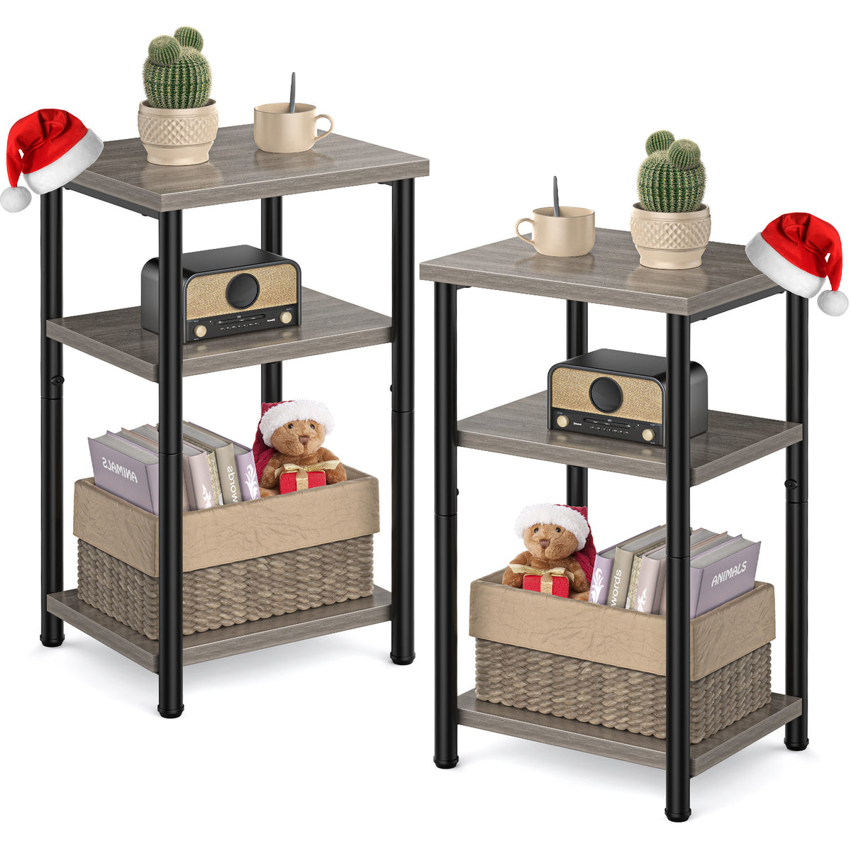 MyDepot 2 Pack Side Table, Small End Table, Tall Nightstand for Living Room, Bedroom, Office, Bathroom