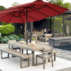 MyDepot 15FT Large Patio Umbrella with Base Included, Rectangle Table Umbrella Outdoor Patio, Outside Umbrellas for Deck, Market, Backyard