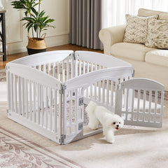 MyDepot Plastic Dog Playpen - 4-Panel 24" Expandable & Durable Pet Fence for Medium Dogs - Indoor & Outdoor Portable Puppy Playpen with Secure Locking Door