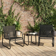 MyDepot 3-Piece Outdoor Set, Outdoor Furniture Set with Textilene Chairs & Glass-Top Table, Conversation Set of 3 for Porch, Lawn, Garden, Yard, Balcony, Poolside