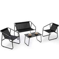 MyDepot 4-Piece Patio Furniture Set, Outdoor Bistro Conversation Set with Tempered Glass Coffee Table for Garden, Poolside, Balcony, Black
