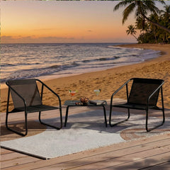 MyDepot 4-Piece Patio Furniture Set, Outdoor Bistro Conversation Set with Tempered Glass Coffee Table for Garden, Poolside, Balcony, Black