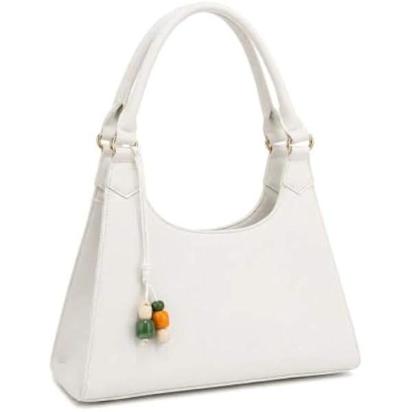 Rosvovo White Quilted Tote Bag - Stylish Cream Handbag for Women, Large Western Style Purse with Gold Accents