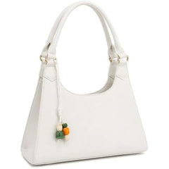Rosvovo White Quilted Tote Bag - Stylish Cream Handbag for Women, Large Western Style Purse with Gold Accents