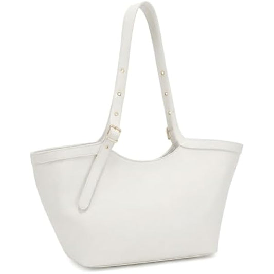 Rosvovo 2 in 1 Scoop Neck Tote | Versatile Leather Handbag, Women, Medium Size Purse, Work, Social Outings