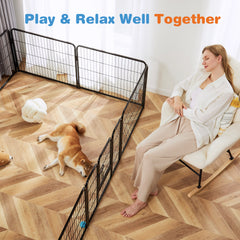MyDepot Dog Playpen 8 Panels 24/32/40 inch Dog Pen Indoor Heavy Duty Puppy Exercise Pen Metal Pet Fence for RV Camping Yard Garden
