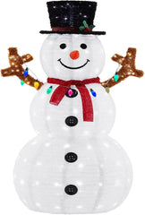 5ft Outdoor Lighted Snowman Christmas Decoration for Yard, Large Outdoor Christmas Decorations w/ 200 LED Lights, Hat, Scarf