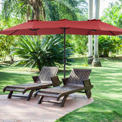MyDepot 15FT Large Patio Umbrella with Base Included, Rectangle Table Umbrella Outdoor Patio, Outside Umbrellas for Deck, Market, Backyard