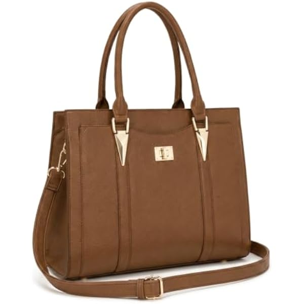 Rosvovo Crossbody Purses for Women - Structured PU Leather Satchel Handbag | Tote Shoulder Bag, Brown