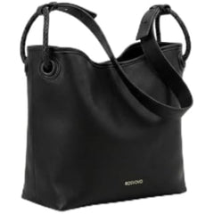 Rosvovo Black Leather Tote Bag for Women | Minimalist Large Capacity Shoulder , Bag Work, Daily Use