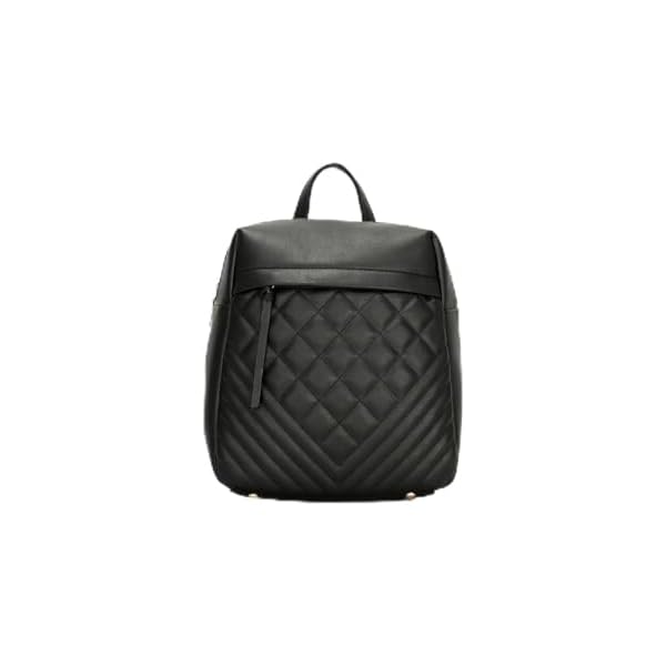 Rosvovo Quilted Mini Backpack Purse for Women, Black Leather-Like Small Travel Bag with Anti-Theft Zipper and Tassel