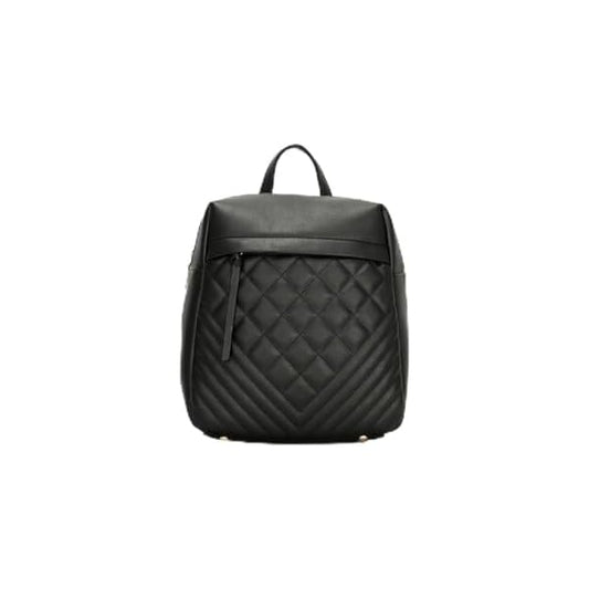 Rosvovo Quilted Mini Backpack Purse for Women, Black Leather-Like Small Travel Bag with Anti-Theft Zipper and Tassel