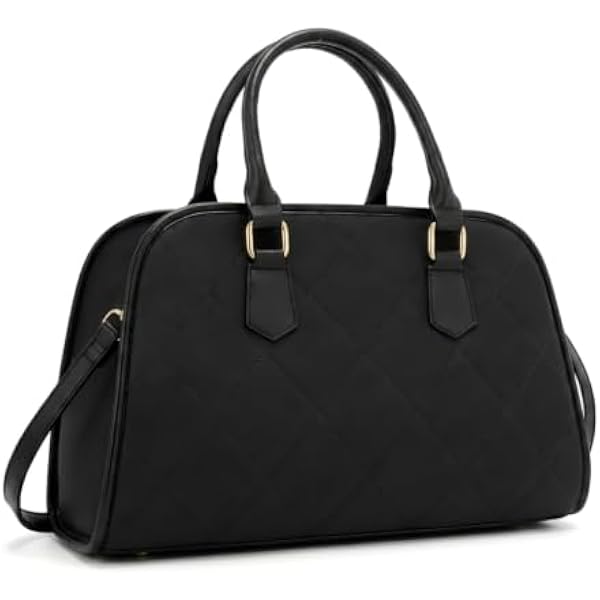 Rosvovo Crossbody Dome Satchel Handbag | Structured Black Purse, Women, Small Elegant Handbag, Daily Use, Professional Work
