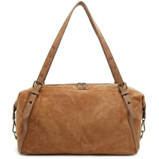 Rosvovo Premium Suede Leather Crossbody Purse for Women, Small Shoulder Bag with Adjustable Strap, Classic Brown Hobo Handbag